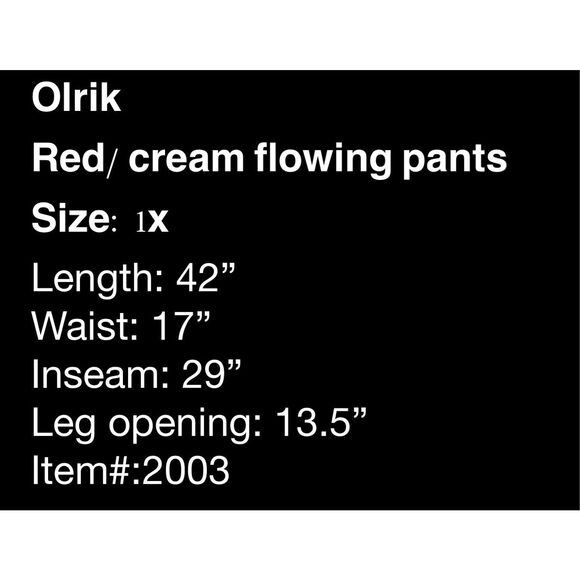 Olrik Flowy Red and Cream Floral Pants- size XL - Picture 4 of 8
